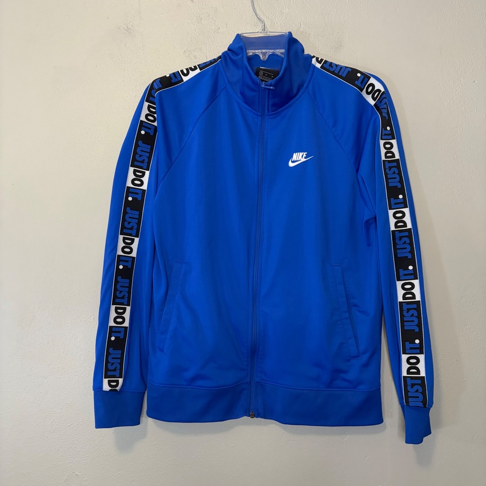 Nike Mens Just Do It Sleeve Tape Track Jacket Royal Blue Medium Zip Sportswear